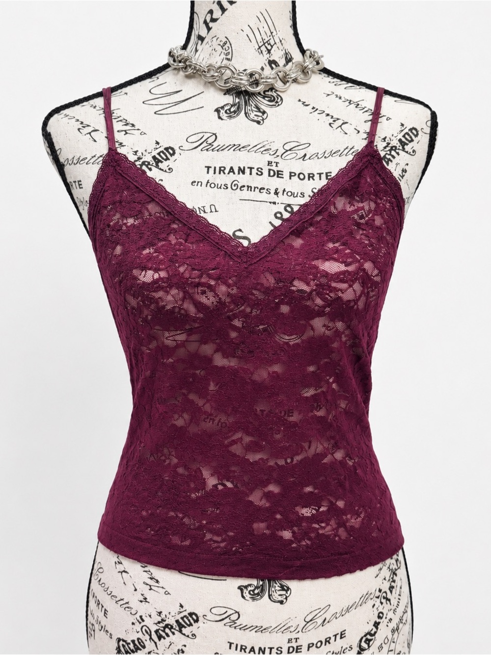 Victoria's Secret Deep Burgundy Lace Camisole Tank Top